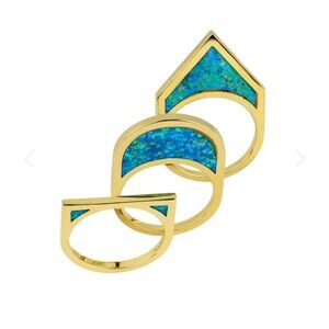 nOir Jewelry Gold and Blue Multi-Finger Ring